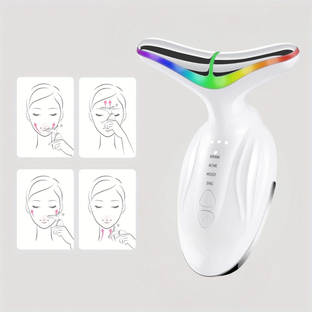 PowerLift™ 7 - Masajeador Facial EMS con 7 Luces LED y Reductor de Papada + Sérum