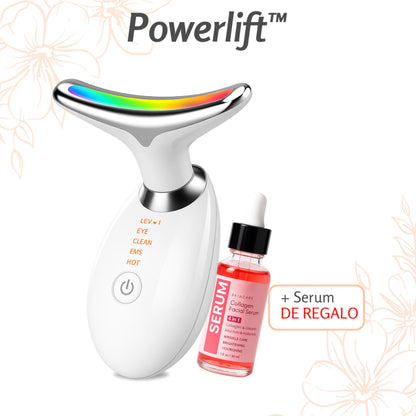PowerLift™ 7 - Masajeador Facial EMS con 7 Luces LED y Reductor de Papada + Sérum